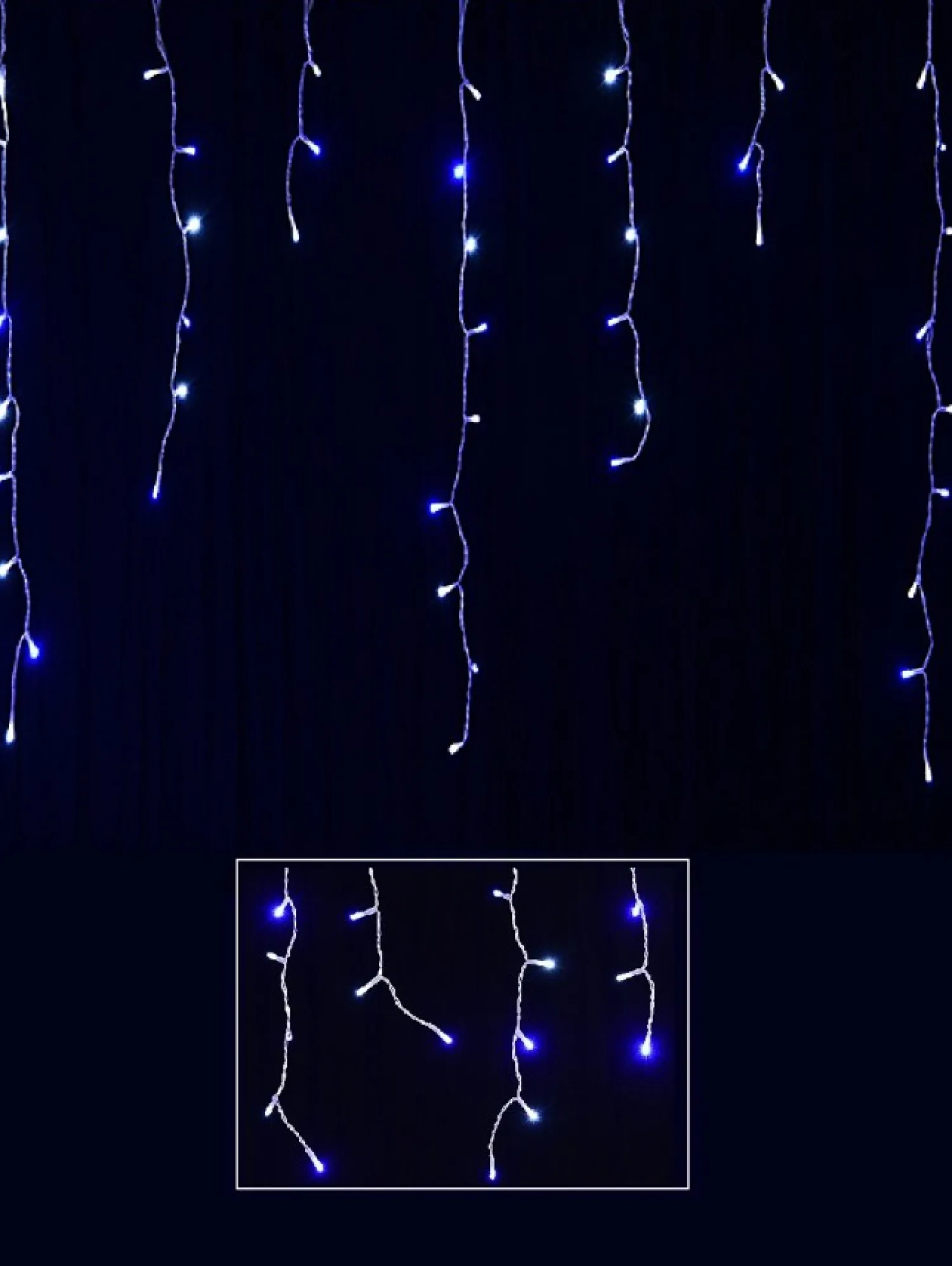 Christmas Warehouse 1008 Blue & Cool White Concave Bulb Led Christmas Icicle String Light - 30M> Icicle Lights