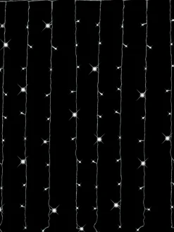 Christmas Warehouse 120 Cool White Concave Bulb Led Christmas Curtain Light String - 2.2M> Curtain Lights