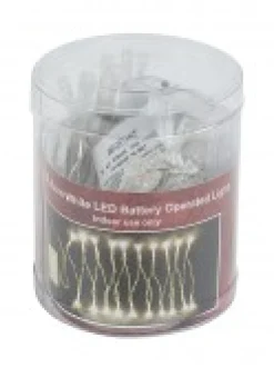 Christmas Warehouse 20 Cool White Concave Led Bulb Christmas Battery String Fairy Lights - 2.4M><noscript><img width=