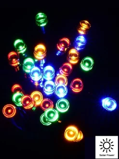 Christmas Warehouse 200 Multi Colour Concave Led Bulb Solar Powered String Fairy Lights - 20M> Led Fairy Lights