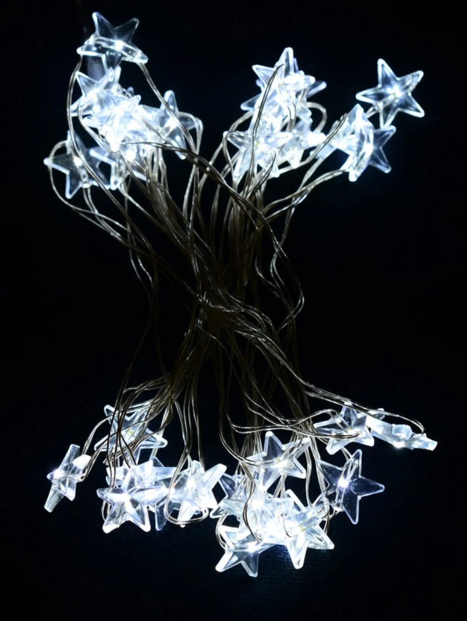 Christmas Warehouse 20 Stars With Cool White Led Bulb Christmas String Battery Lights - 2M> Battery Operated Lights