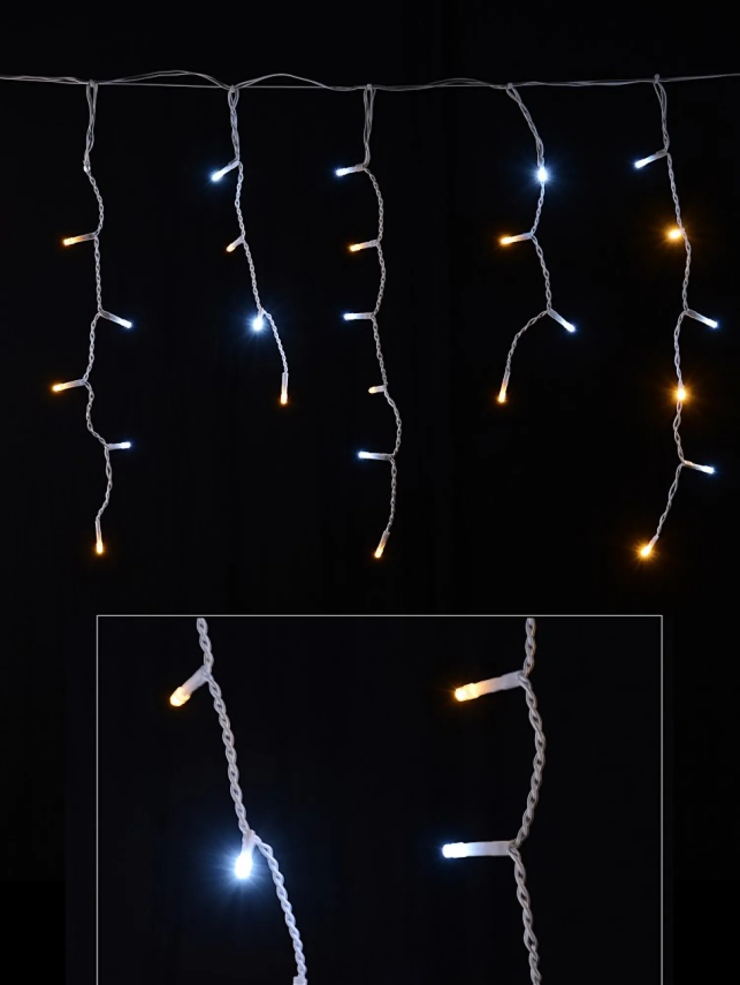 Christmas Warehouse 1008 Warm & Cool White Concave Bulb Led Christmas Icicle String Light - 30M> Icicle Lights