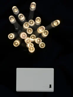 Christmas Warehouse 20 Warm White Concave Led Bulb Christmas String Battery Fairy Lights - 2.4M> Battery Operated Lights