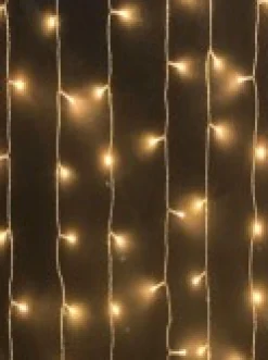 Christmas Warehouse 98 Warm White Led Concave Bulb With Star Ends V - Shape Curtain Light - 1.4M> Curtain Lights