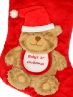 Christmas Warehouse Baby's 1St Christmas Cuddly Looking Teddy Bear Red Christmas Stocking - 42Cm><noscript><img width=