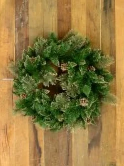Christmas Warehouse Balsam Pine Wreath With 132 Gold Glittered Tips & Pine Cones - 56Cm> Christmas Wreaths