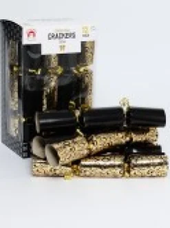Christmas Warehouse Black & Gold With Swirl Splash Pattern Christmas Cracker Bon Bons - 12 X 30Cm> Christmas Cracker Bon Bon Packs (4 - 16 Per Pack)