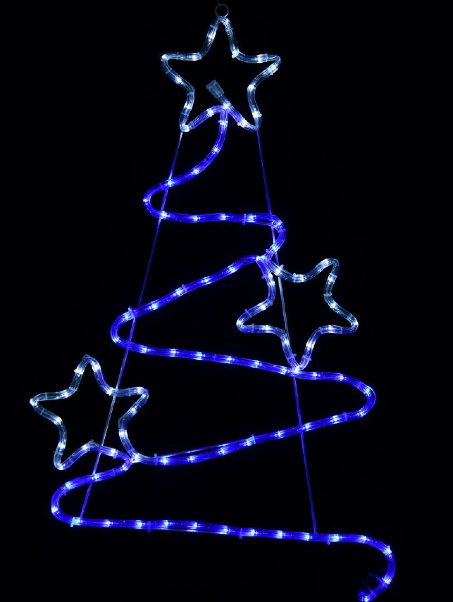 Christmas Warehouse Blue & Cool White Led Christmas Tree With Stars Rope Light Silhouette - 85Cm> Christmas Light Displays