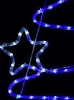 Christmas Warehouse Blue & Cool White Led Christmas Tree With Stars Rope Light Silhouette - 85Cm><noscript><img width=