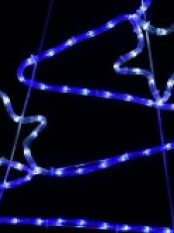Christmas Warehouse Blue & Cool White Led Christmas Tree With Stars Rope Light Silhouette - 85Cm><noscript><img width=