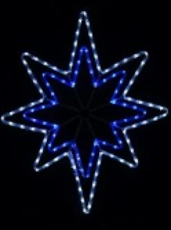 Christmas Warehouse Blue & Cool White 5-Point Star Of Bethlehem Led Rope Light Silhouette - 75Cm> Christmas Light Displays