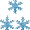 Christmas Warehouse Blue Ice Look Refractive Snowflakes Tree Hanging Decorations - 3 X 11Cm> Hanging Decorations - Packs
