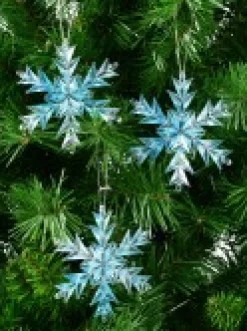Christmas Warehouse Blue Ice Look Refractive Snowflakes Tree Hanging Decorations - 3 X 11Cm><noscript><img width=