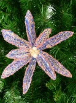 Christmas Warehouse Blue Poinsettia With Iridescent Sequins & Pink Edges Flower Pick - 26Cm><noscript><img width=