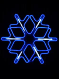 Christmas Warehouse Blue Snowflake & Cool White Strip Neon Christmas Light Rope Silhouette - 60Cm> Christmas Light Displays