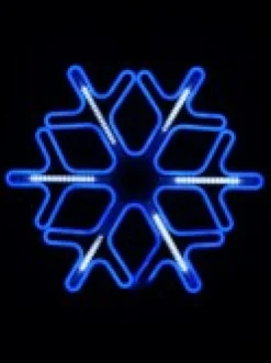 Christmas Warehouse Blue Snowflake & Cool White Strip Neon Christmas Light Rope Silhouette - 60Cm> Christmas Light Displays