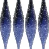 Christmas Warehouse Blue With Frost Look Pine Cone Shape Baubles Hanging Decorations - 4 X 33Cm> Hanging Decorations - Packs