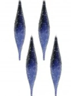 Christmas Warehouse Blue With Frost Look Pine Cone Shape Baubles Hanging Decorations - 4 X 33Cm> Hanging Decorations - Packs