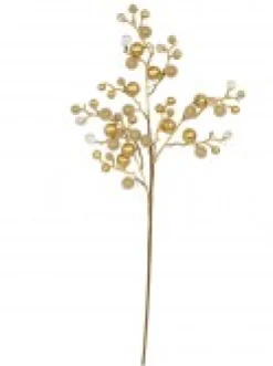 Christmas Warehouse Bronze, Beaded & Diamante Berries Decorative Christmas Spray Stem - 61Cm> Christmas Stems