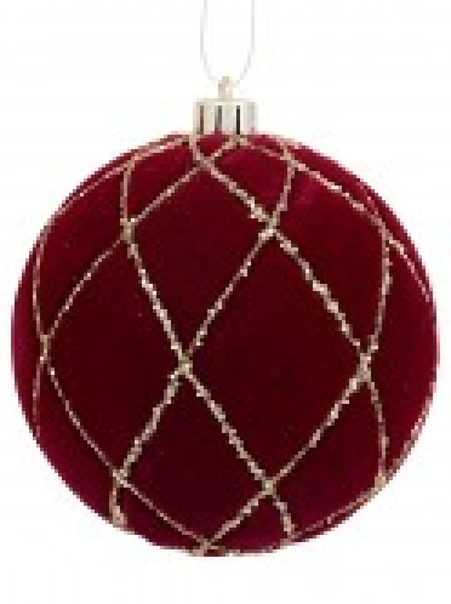 Christmas Warehouse Burgundy Velvet Baubles With Diamond Pattern Gold Sequin Lines - 4 X 10Cm> Bauble Packs