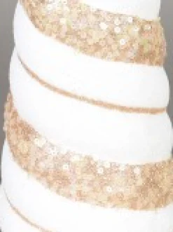 Christmas Warehouse Champagne & White With Glitter & Sequins Conical Shape Table Top Tree - 43Cm><noscript><img width=