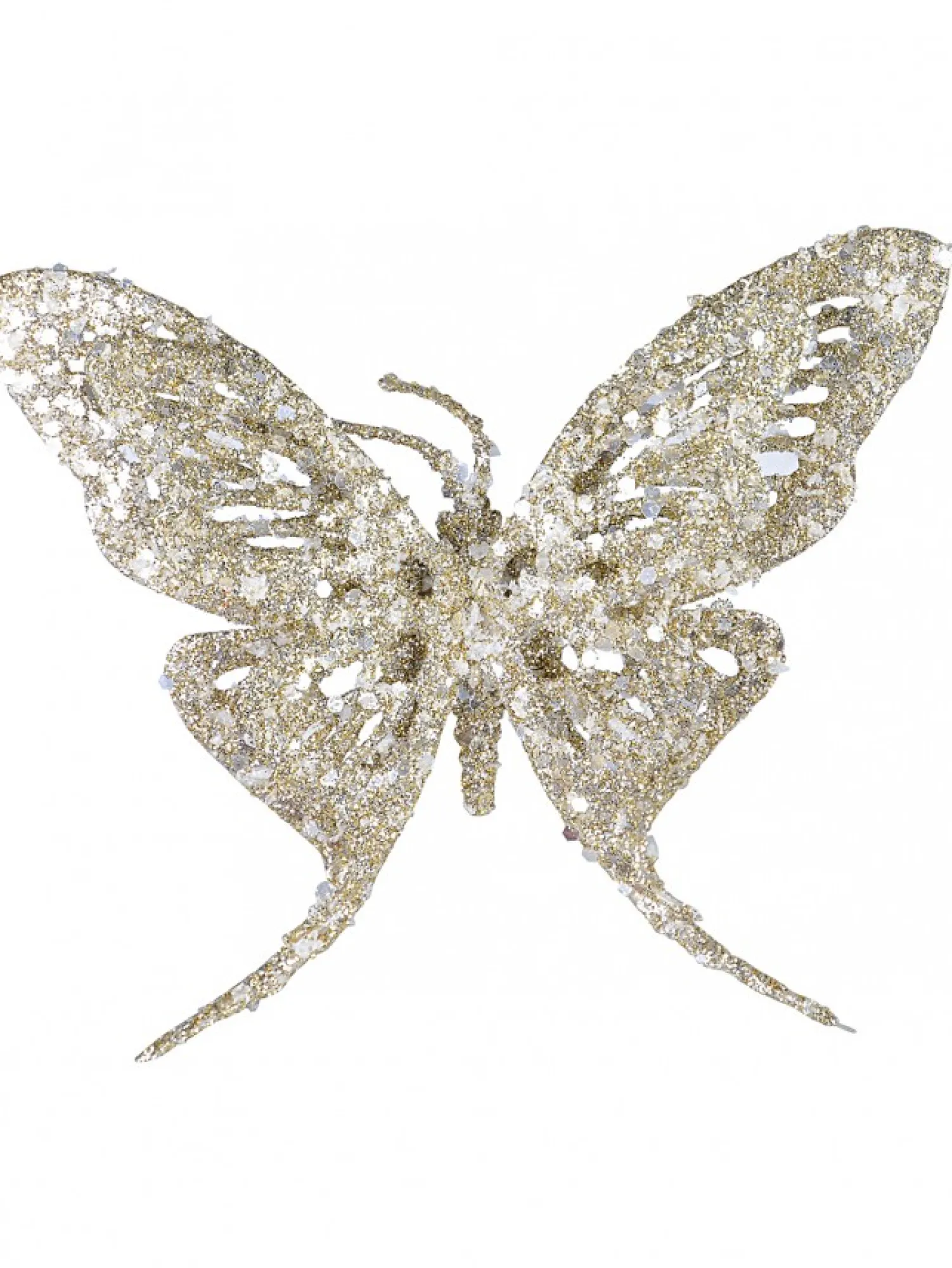 Christmas Warehouse Champagne Butterfly With Glitter & Flecks Christmas Critter Pick - 16Cm> Christmas Picks