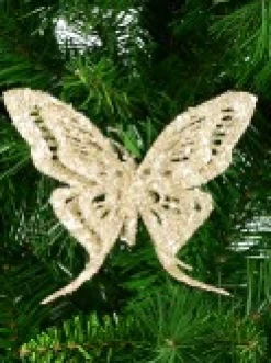 Christmas Warehouse Champagne Butterfly With Glitter & Flecks Christmas Critter Pick - 16Cm><noscript><img width=