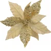 Christmas Warehouse Champagne Glitter & Dew Like Petals Decorative Christmas Flower Pick - 32Cm> Christmas Picks