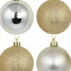 Christmas Warehouse Champagne Glitter, Matte & Metallic Christmas Baubles - 12 X 60Mm> Bauble Packs