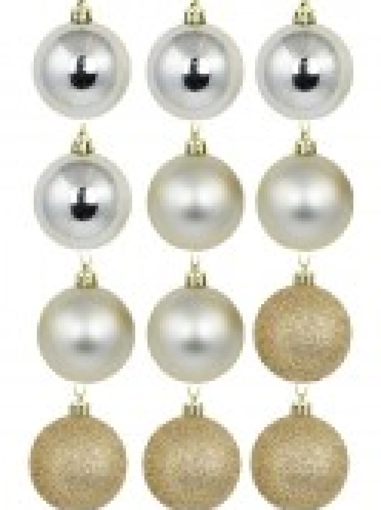 Christmas Warehouse Champagne Glitter, Matte & Metallic Christmas Baubles - 12 X 60Mm> Bauble Packs
