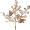 Christmas Warehouse Champagne Glitter Mixed Foliage With Pinecone & Berries Christmas Pick - 28Cm> Christmas Picks