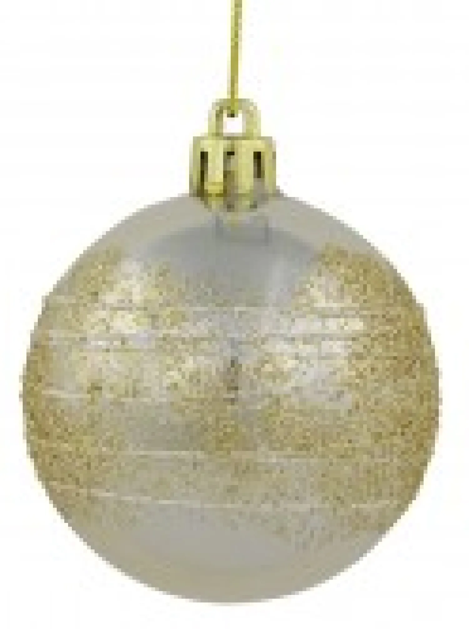 Christmas Warehouse Champagne Pearl Baubles With Gold Glitter & White Stripes - 12 X 60Mm> Bauble Packs