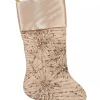 Christmas Warehouse Champagne Satin With Sequin Starburst Pattern Christmas Stocking - 48Cm> Christmas Stockings