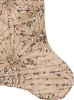 Christmas Warehouse Champagne Satin With Sequin Starburst Pattern Christmas Stocking - 48Cm><noscript><img width=