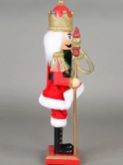 Christmas Warehouse Classic Christmas Nutcracker With Finial Staff Decorative Ornament - 39Cm><noscript><img width=