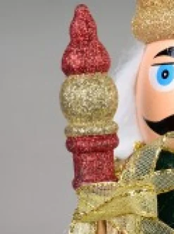 Christmas Warehouse Classic Christmas Nutcracker With Finial Staff Decorative Ornament - 39Cm><noscript><img width=
