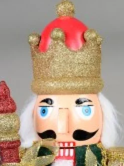 Christmas Warehouse Classic Christmas Nutcracker With Finial Staff Decorative Ornament - 39Cm><noscript><img width=