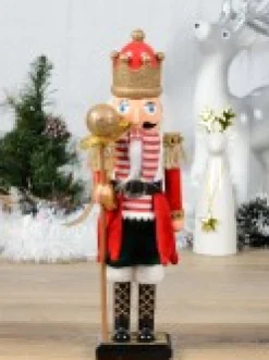 Christmas Warehouse Classic Christmas Nutcracker With Ball Staff Decorative Ornament - 38Cm><noscript><img width=