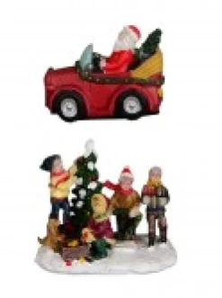 Christmas Warehouse Cruising Santa, Decorating Tree & Gift Giving Christmas Figurines - 8 Piece Set> Christmas Village Figurines