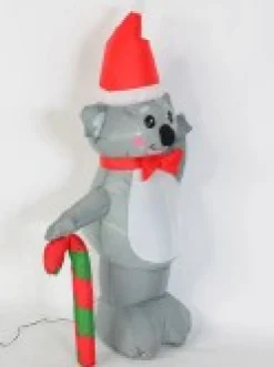 Christmas Warehouse Cuddles The Koala & Candy Cane Illuminated Christmas Inflatable Display - 1.3M> Inflatable Displays