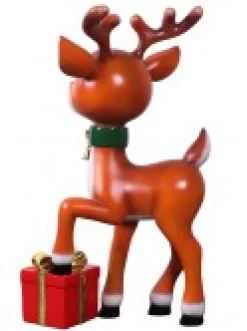 Christmas Warehouse Cute Resin Reindeer Calf With Christmas Gift Life Size Decor Ornament - 89Cm><noscript><img width=
