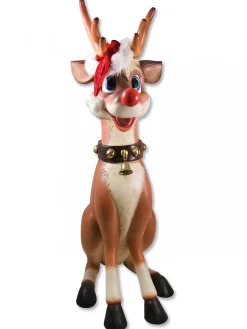 Christmas Warehouse Cute Sitting Resin Reindeer Life Size Christmas Decoration Ornament - 1.1M> Large Christmas Decor
