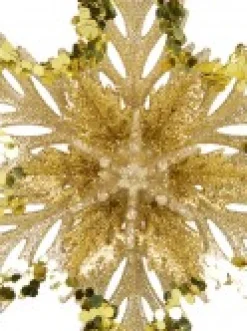 Christmas Warehouse 3D Gold Snowflake With Sequins Christmas Tree Hanging Decoration - 15Cm> Hanging Decorations - Individual