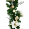Christmas Warehouse Decorated White Poinsettia, Mistletoe, Berries & Baubles Pine Garland - 2.3M> Christmas Garlands