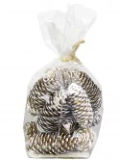 Christmas Warehouse Decorative White Frosted Natural Christmas Long Pine Cones - 100G><noscript><img width=