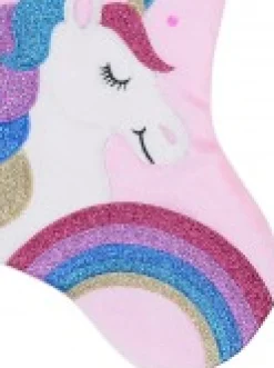 Christmas Warehouse Fabulous Unicorn, Rainbow & Star Applique Velvet Christmas Stocking - 48Cm><noscript><img width=