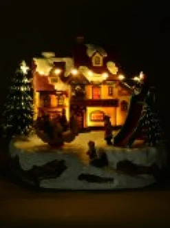 Christmas Warehouse Fun Slide & Merry-Go-Round At Santa's Workshop Christmas Village Scene - 23Cm><noscript><img width=