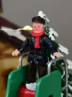 Christmas Warehouse Fun Slide & Merry-Go-Round At Santa's Workshop Christmas Village Scene - 23Cm><noscript><img width=
