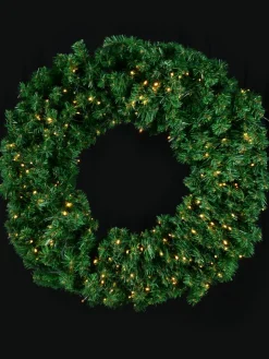 Christmas Warehouse Giant Balsam Pine Needle Pre-Lit Christmas Wreath With 420 Tips - 1.2M> Christmas Wreaths