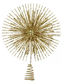 Christmas Warehouse Glittered Gold Starburst Christmas Tree Topper Decoration - 38Cm> Tree Top Decorations